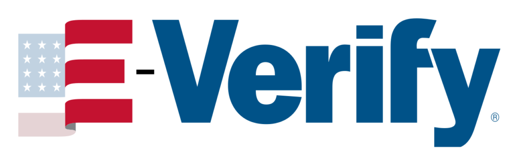 E-Verify Logo where the first "E" is shaped like an American flag.