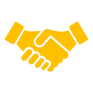 Orange icon of shaking hands